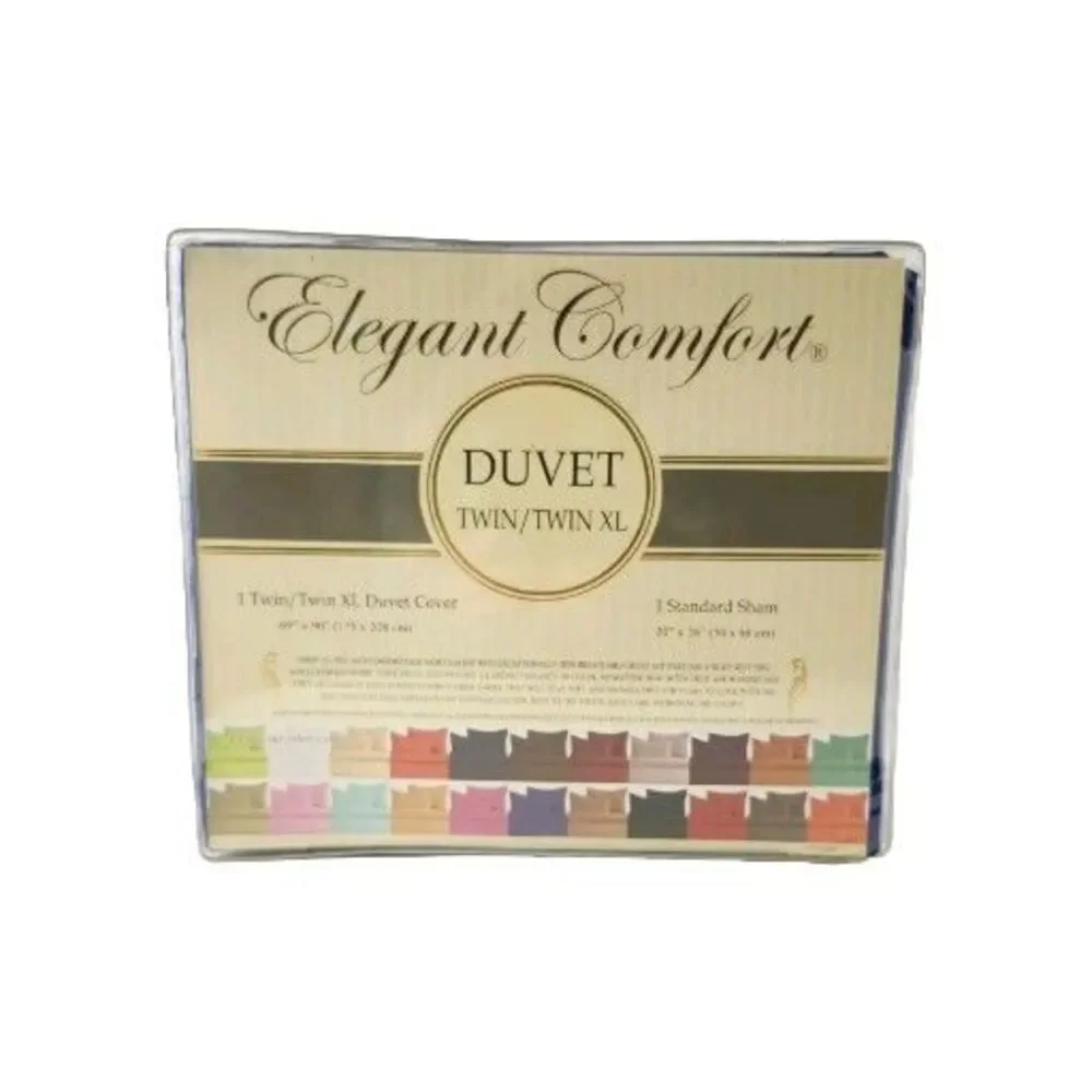ELEGANT COMFORT Duvet & Sham Twin/Twin XL Blue 1500 Thread Count Egyptian Cotton